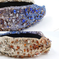 Mixed shape ombre sequins hairband knotted headband with mixed shape crystals women headband